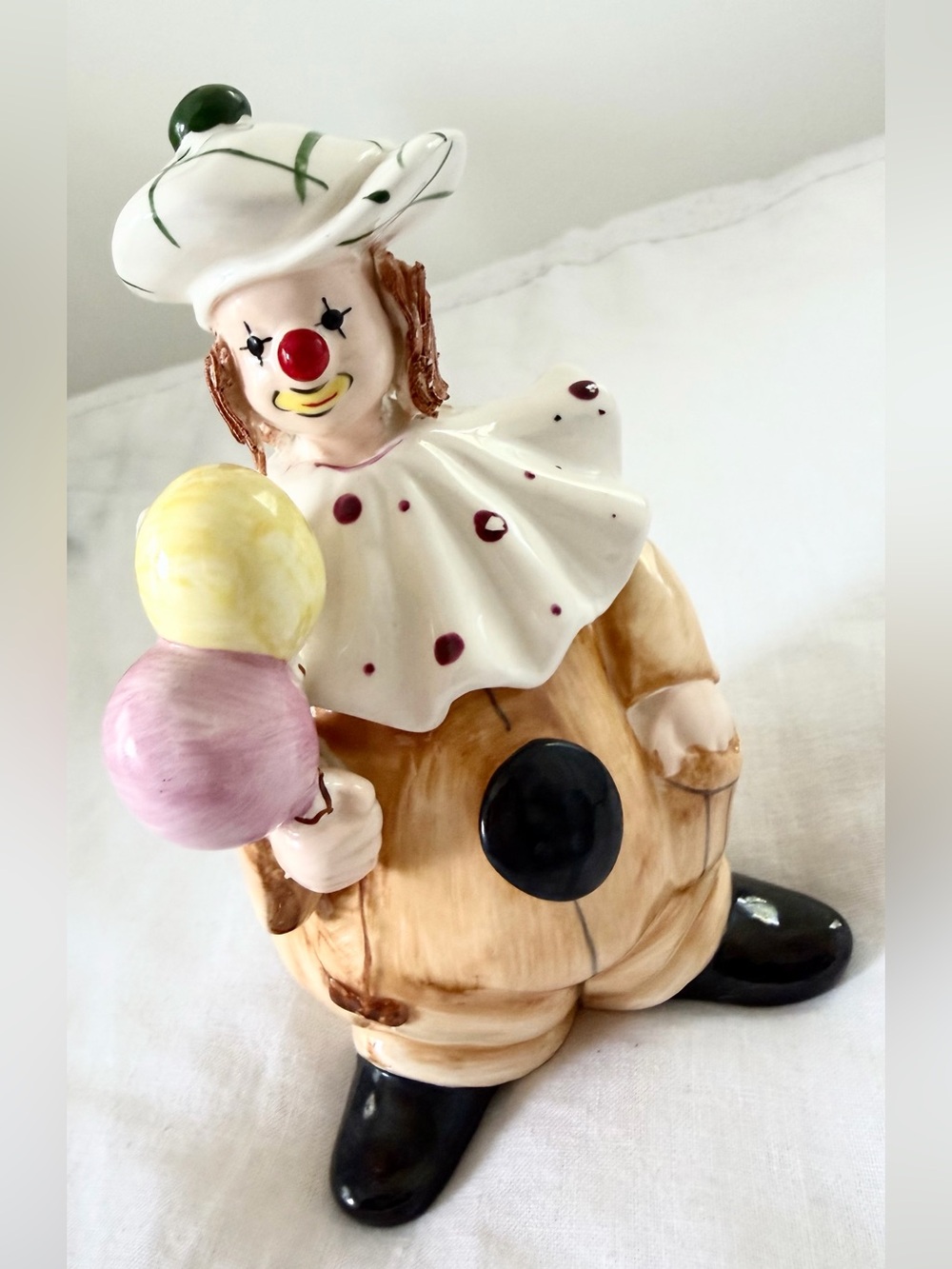 1984 Enesco Vintage Ceramic Clown Figurine with Balloons